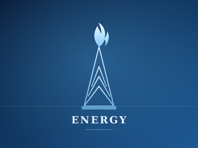 Energy — drilling derrick with flame